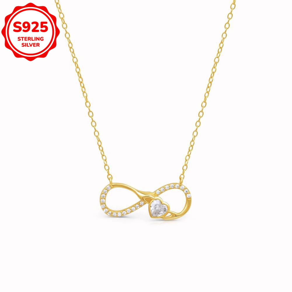 Women's 925 Sterling Silver Infinity Love Heart Necklace with Zirconia